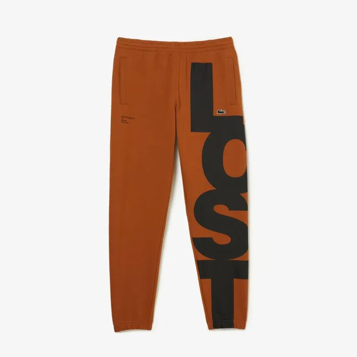 Sweatpants and Trousers Men Lacoste Men039s Contrast Lettering Cotton Sweatpants Brown 3pb
