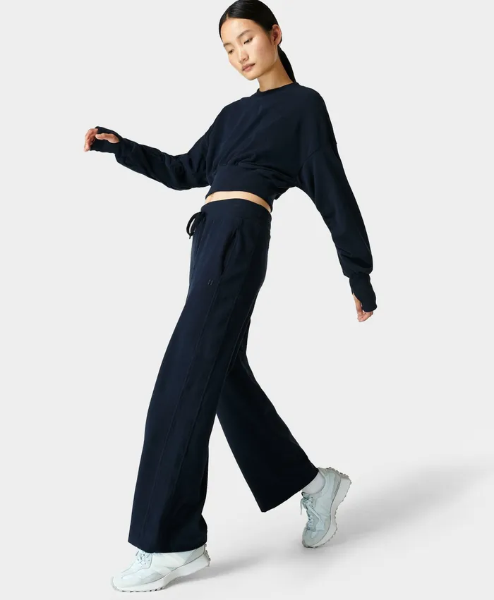 Sweaty Betty Serene Luxe Fleece Pant Navy Blue Women Trousers