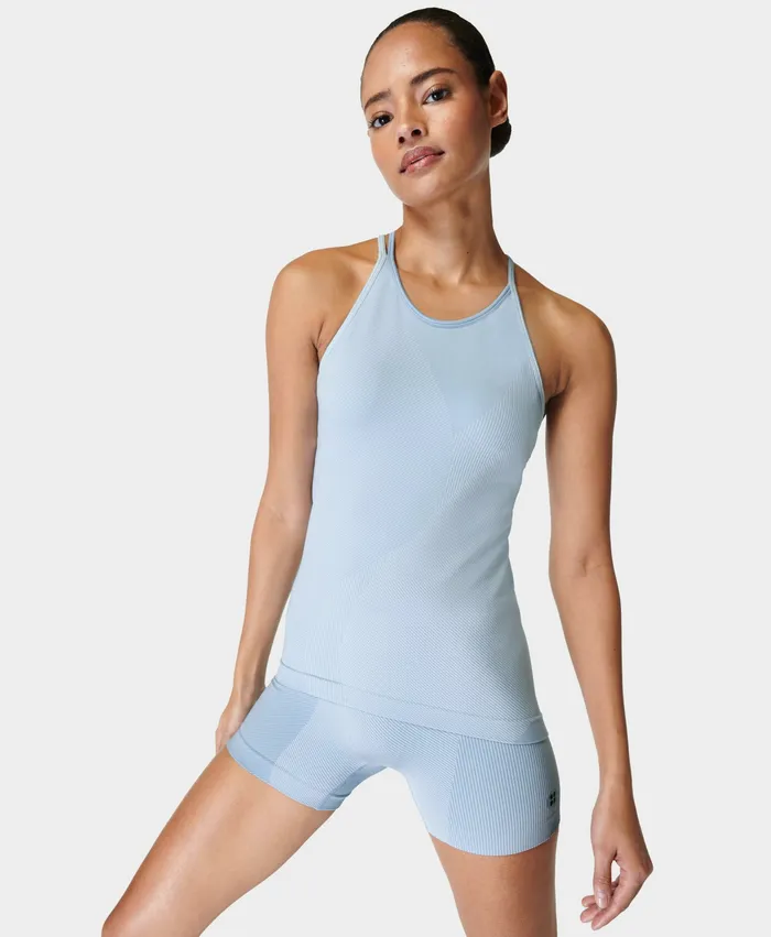 Sweaty Betty Vest Tops Women Infinite Seamless Vest Aluminium Blue