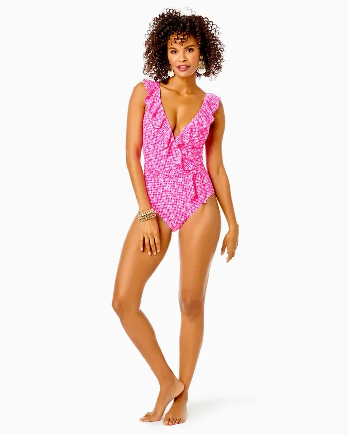Swim Women Lilly Pulitzer Delphie OnePiece Swimsuit Aura Pink Check You Out Swim Women Lilly Pulitzer Delphie OnePiece Swimsuit Aura Pink Check You Out