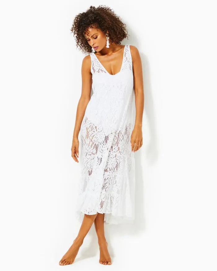 Swim Women Lilly Pulitzer Finnley Lace CoverUp Resort White Paradise Found Lace Swim Women Lilly Pulitzer Finnley Lace CoverUp Resort White Paradise Found Lace