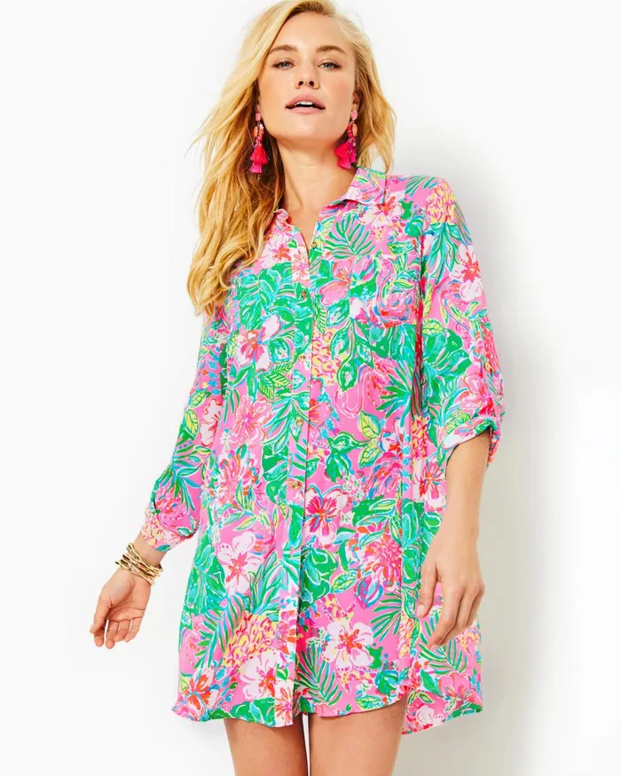 Swim Women Lilly Pulitzer Natalie Shirtdress CoverUp Multi Journey To The Jungle Swim Women Lilly Pulitzer Natalie Shirtdress CoverUp Multi Journey To The Jungle
