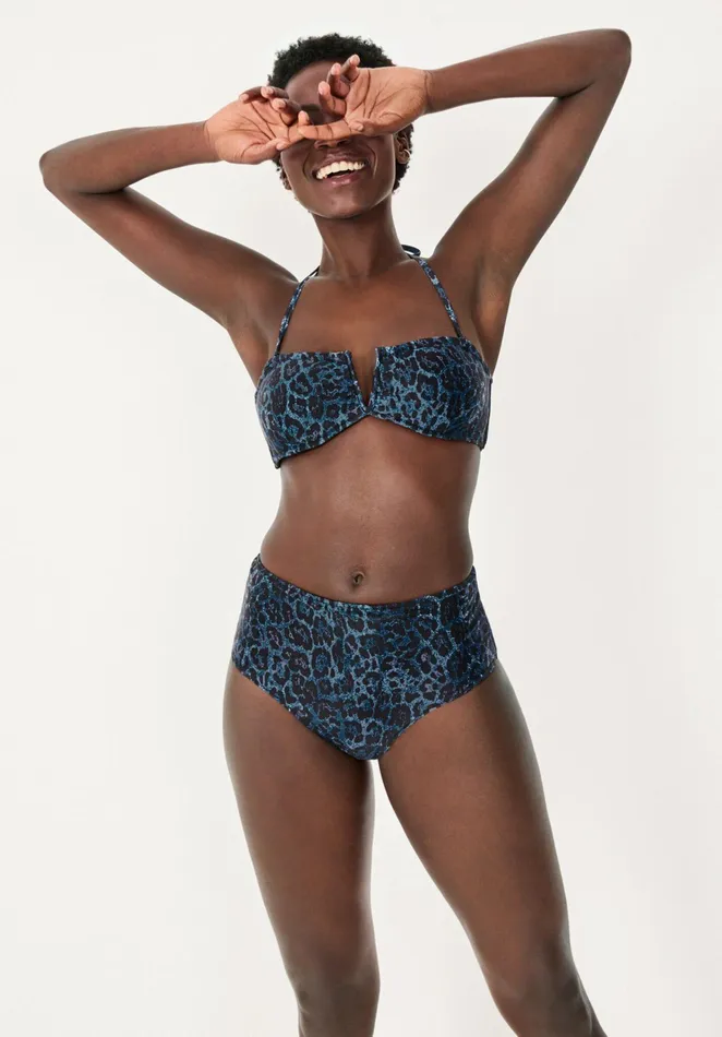 Swimwear Women Hush High Waisted Bikini Bottoms Blue Leopardblack
