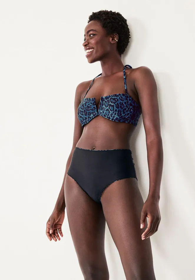 Swimwear Women Hush High Waisted Bikini Bottoms Blue Leopardblack