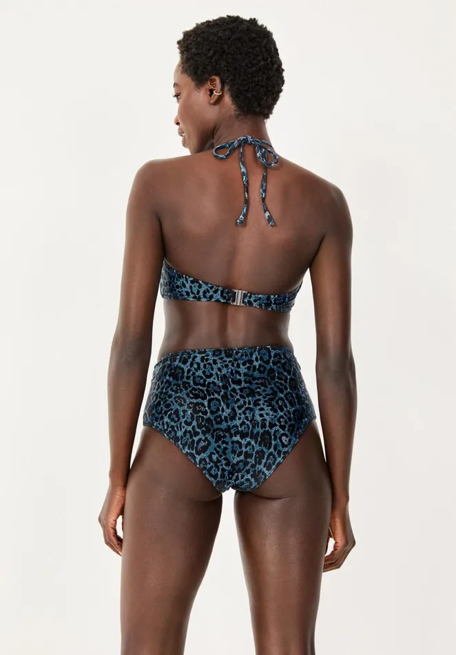 Swimwear Women Hush High Waisted Bikini Bottoms Blue Leopardblack