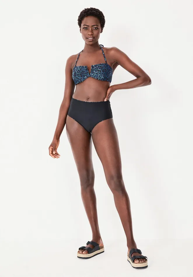 Swimwear Women Hush High Waisted Bikini Bottoms Blue Leopardblack