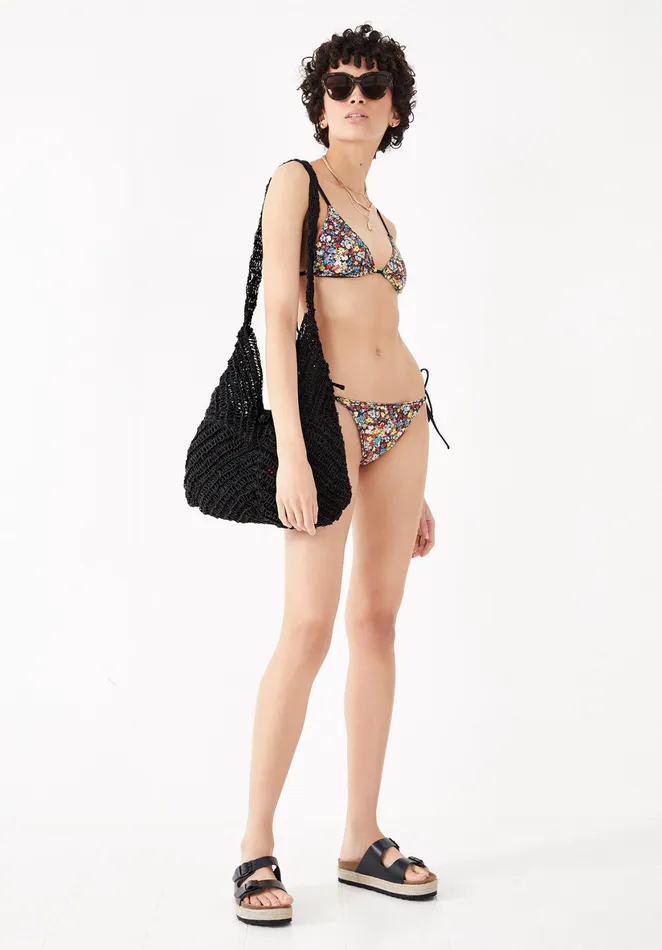 Swimwear Women Hush Tie Side Bikini Bottoms Dark Graphic Floralblack