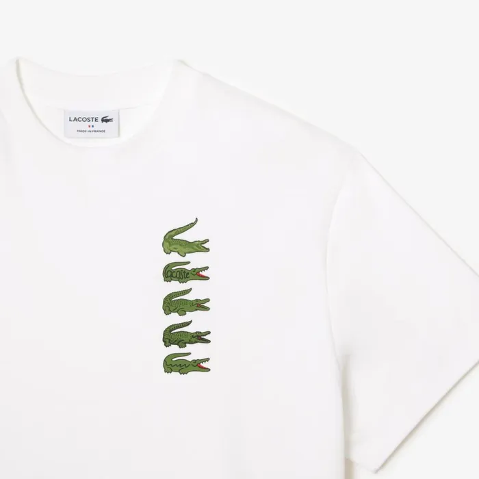 TShirts and Tops Women Lacoste Women039s Oversized Iconic Croc Print Cotton TShirt White 001