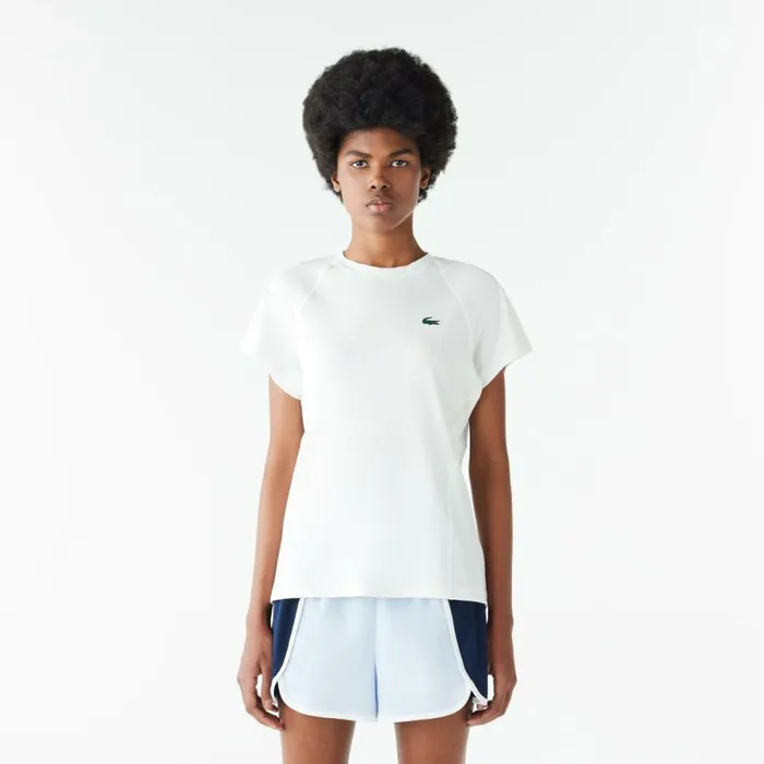 TShirts and Tops Women Lacoste Women039s Slim Fit UltraDry Sport Stretch TShirt White 001