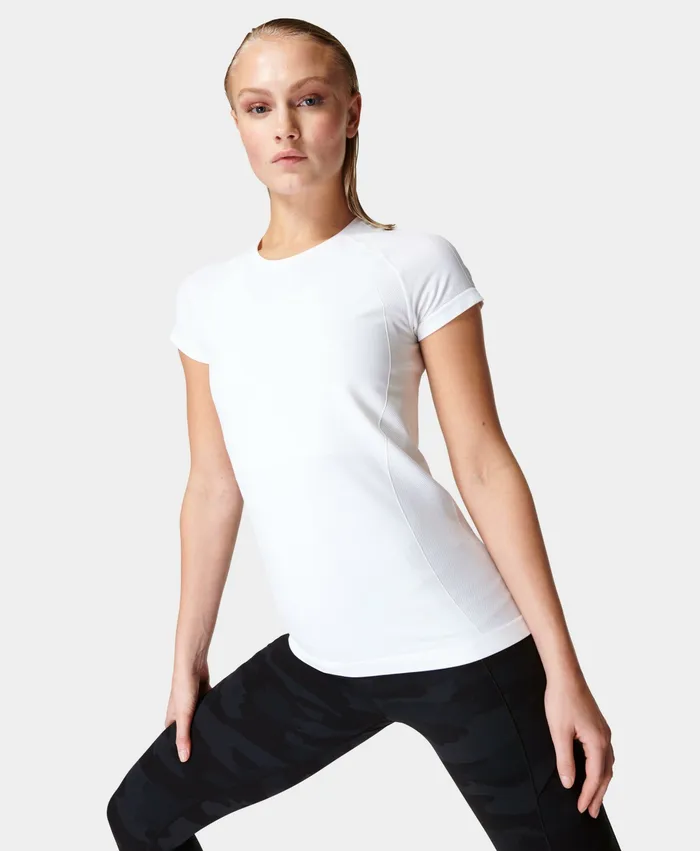 TShirts Athlete Seamless Gym TShirt White 8211 Sweaty Betty Women