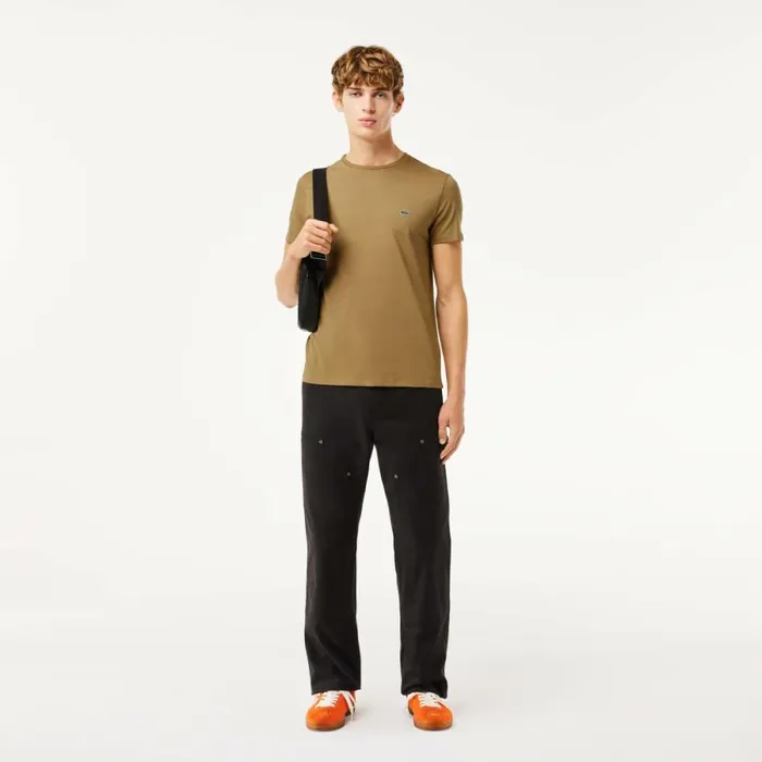 TShirts Men Lacoste Men039s Crew Neck Pima Cotton Jersey TShirt Brown Six