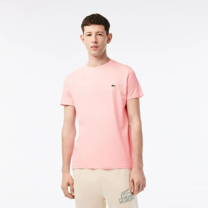 TShirts Men Lacoste Men039s Crew Neck Pima Cotton Jersey TShirt Waterlily Pink Kf9