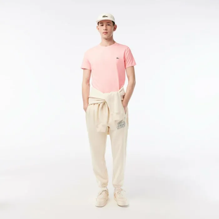 TShirts Men Lacoste Men039s Crew Neck Pima Cotton Jersey TShirt Waterlily Pink Kf9