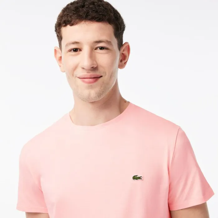 TShirts Men Lacoste Men039s Crew Neck Pima Cotton Jersey TShirt Waterlily Pink Kf9