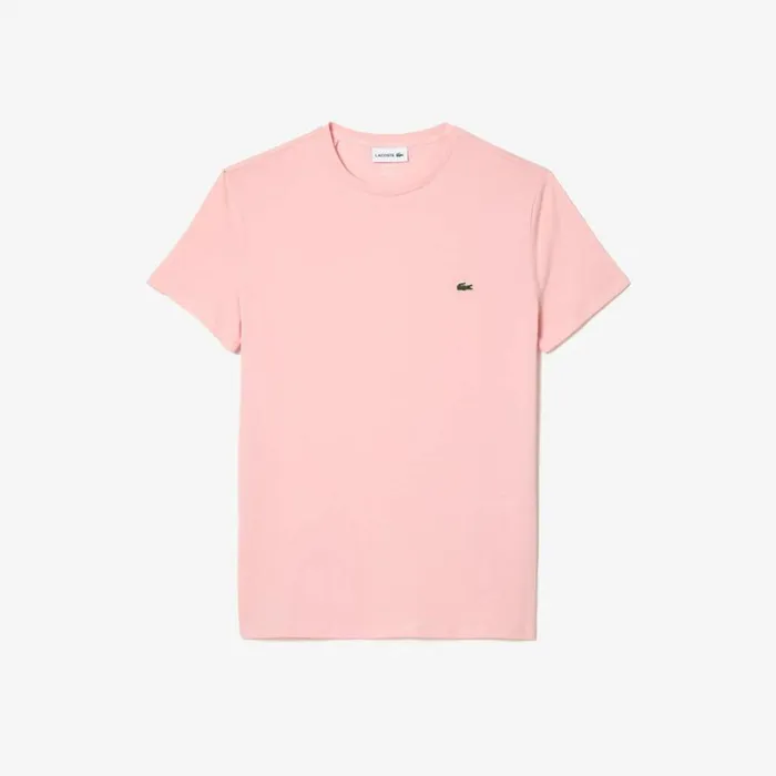 TShirts Men Lacoste Men039s Crew Neck Pima Cotton Jersey TShirt Waterlily Pink Kf9