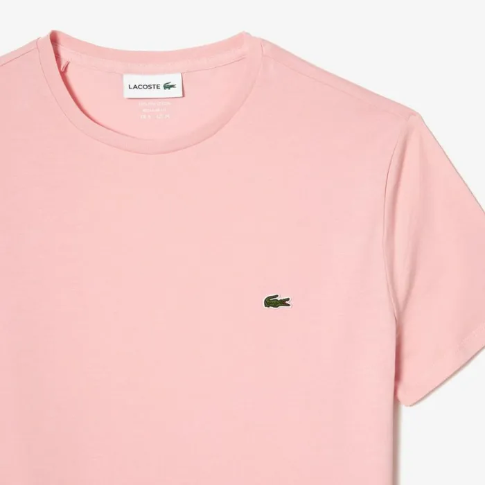 TShirts Men Lacoste Men039s Crew Neck Pima Cotton Jersey TShirt Waterlily Pink Kf9