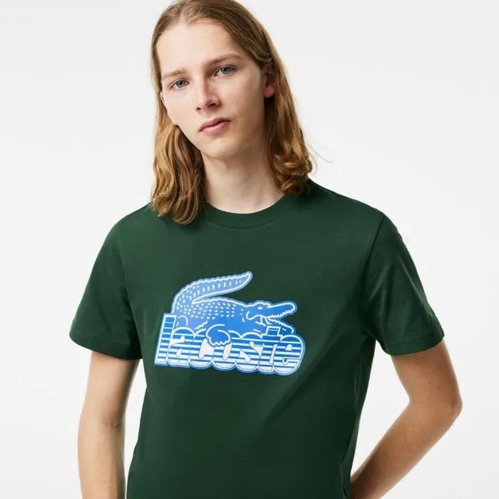 TShirts Men Lacoste Mens Cotton Jersey Print TShirt Pine Green 132