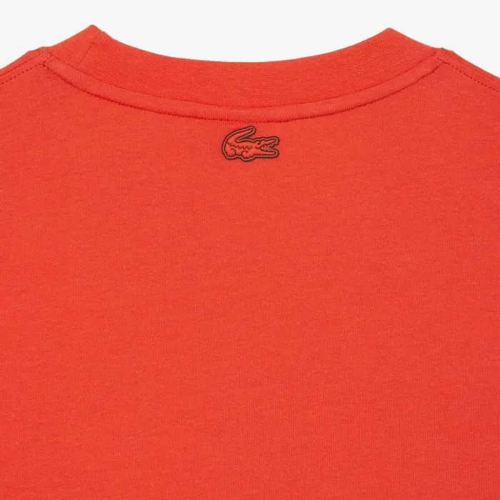 TShirts Men Lacoste Mens Loose Fit Cotton Jersey Print TShirt Orange 02k