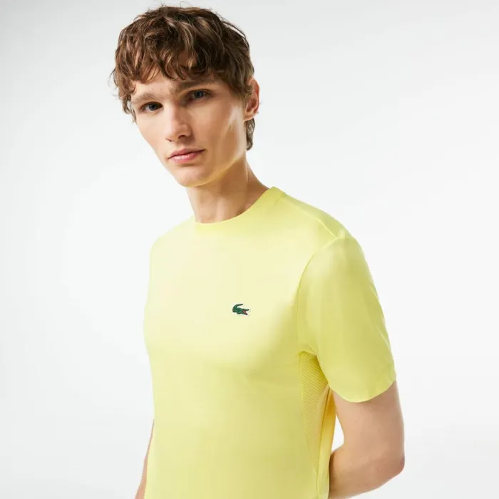 TShirts Men Lacoste Mens Sport Slim Fit Stretch Jersey TShirt Flashy Yellow Tuk