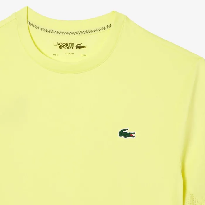 TShirts Men Lacoste Mens Sport Slim Fit Stretch Jersey TShirt Flashy Yellow Tuk