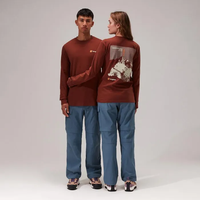 TShirts MenWomen Berghaus Kanchenjunga Static Long Sleeve Tee 8211 Dark Brown