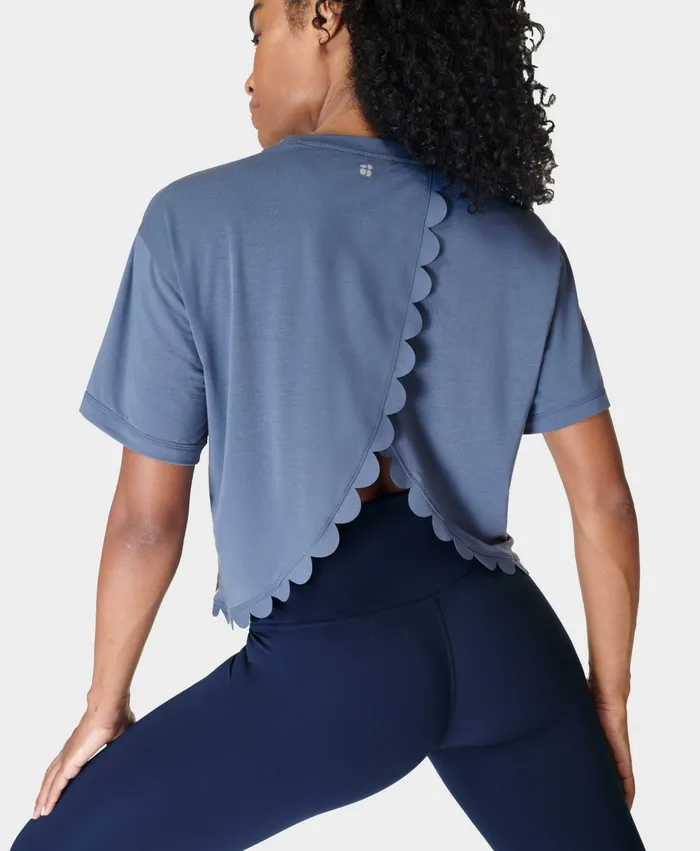 TShirts Sweaty Betty Women Scallop Edge Gym TShirt Endless Blue