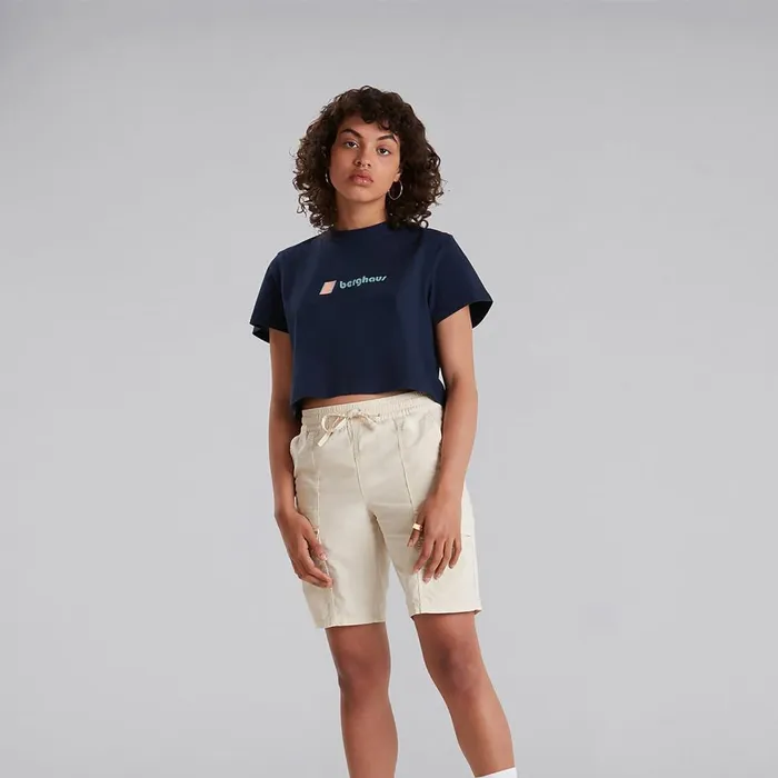 TShirts Women Berghaus Crop Short Sleeve Tee 8211 Dark Blue