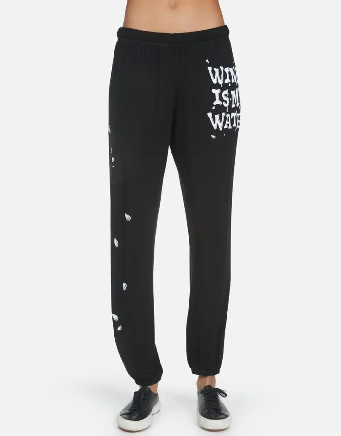 Tanzy Wine Is My Water Black Women Lauren Moshi Long Sweatpants