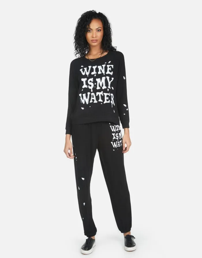 Tanzy Wine Is My Water Black Women Lauren Moshi Long Sweatpants