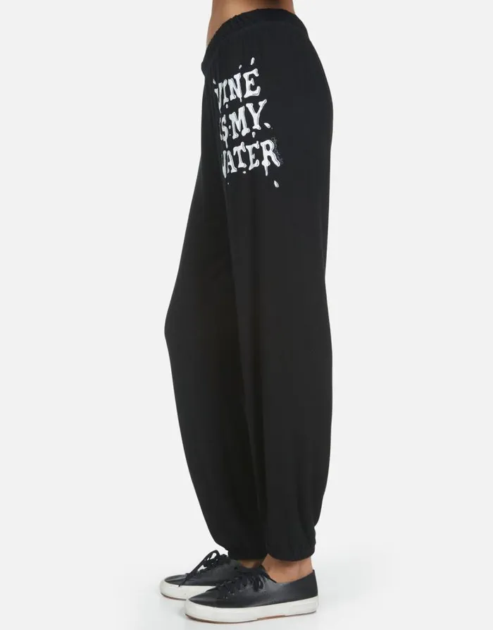 Tanzy Wine Is My Water Black Women Lauren Moshi Long Sweatpants