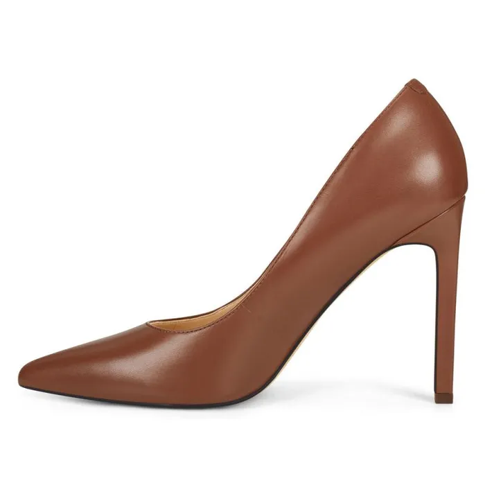 Tatiana Pointy Toe Pumps Brown Leather Women Nine West Heels Tatiana Pointy Toe Pumps Brown Leather Women Nine West Heels