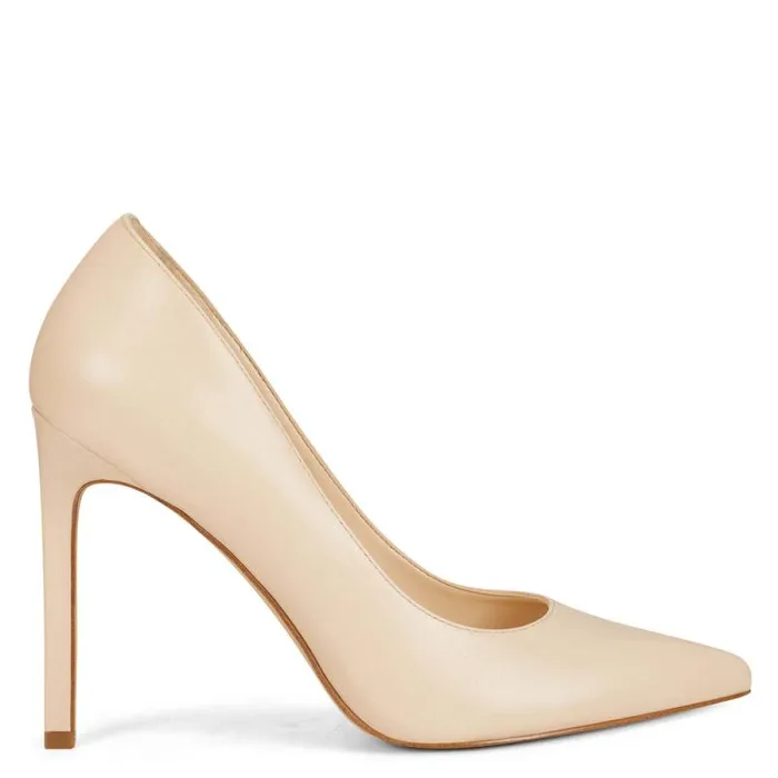 Tatiana Pointy Toe Pumps Ivory Leather Women Nine West Heels