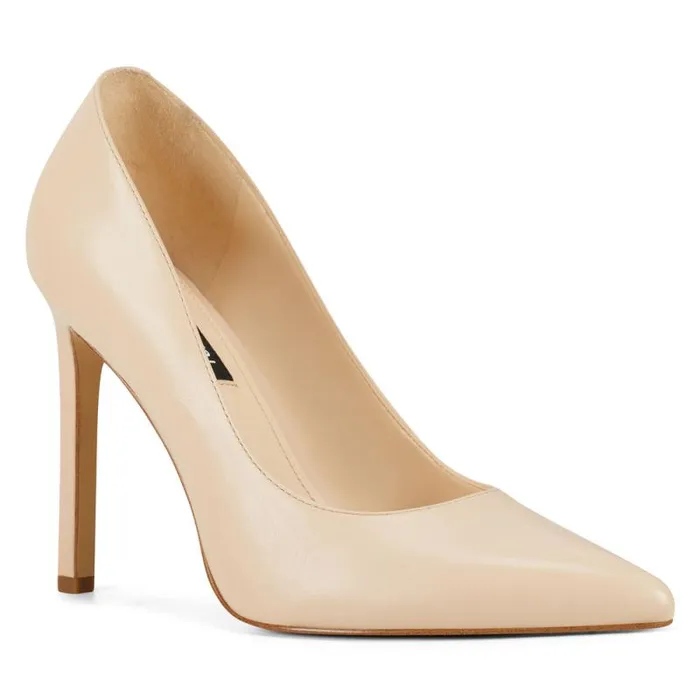 Tatiana Pointy Toe Pumps Ivory Leather Women Nine West Heels Tatiana Pointy Toe Pumps Ivory Leather Women Nine West Heels