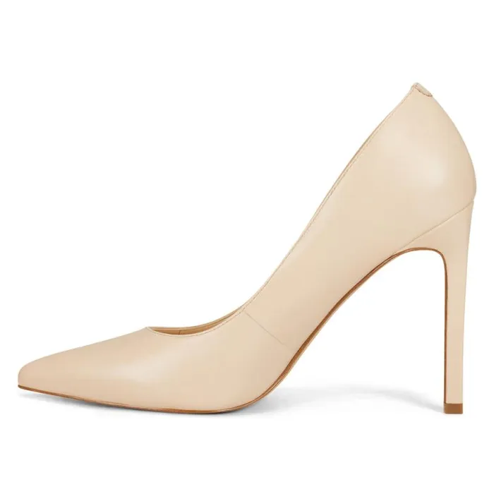 Tatiana Pointy Toe Pumps Ivory Leather Women Nine West Heels Tatiana Pointy Toe Pumps Ivory Leather Women Nine West Heels