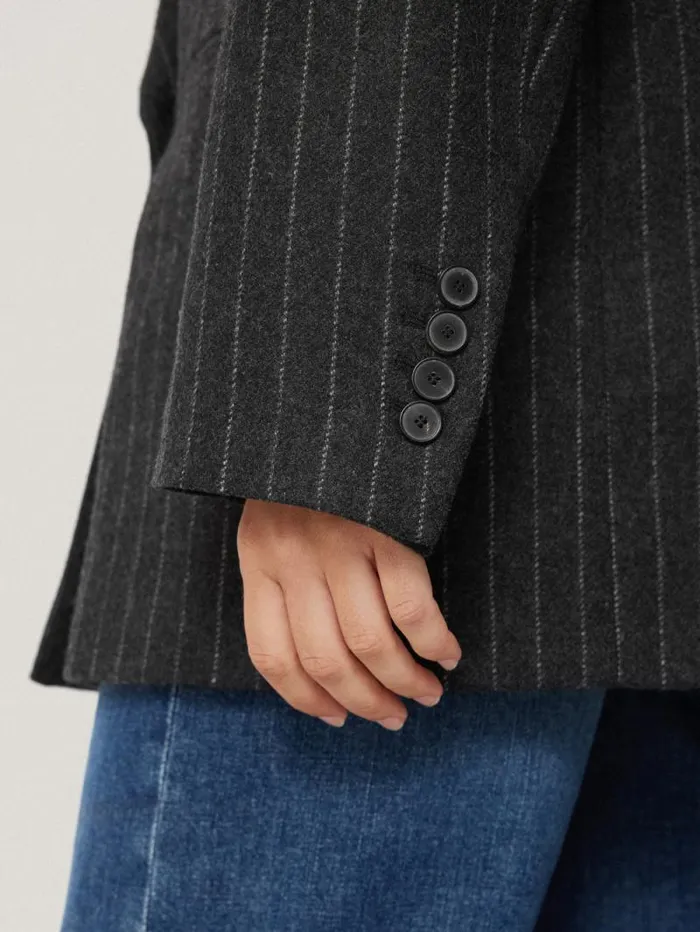 Tatton Italian Wool Pinstripe Blazer Grey Women Jigsaw Suits and Tailoring