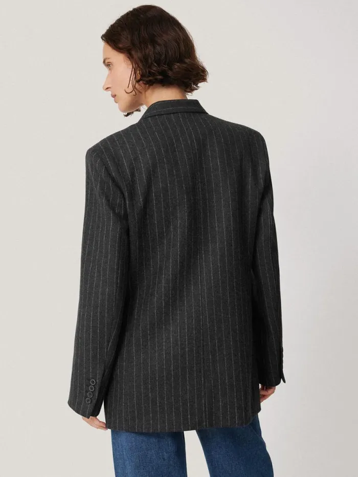 Tatton Italian Wool Pinstripe Blazer Grey Women Jigsaw Suits and Tailoring