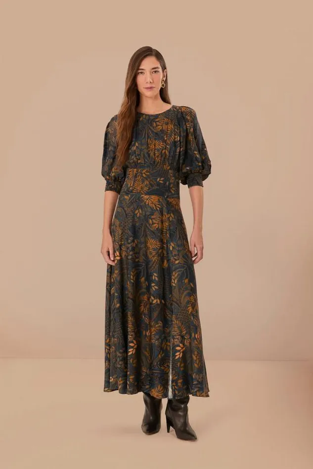 Teal Dotted Forest Lenzing Ecovero Viscose Maxi Dress Women FARM Rio Maxi Dresses