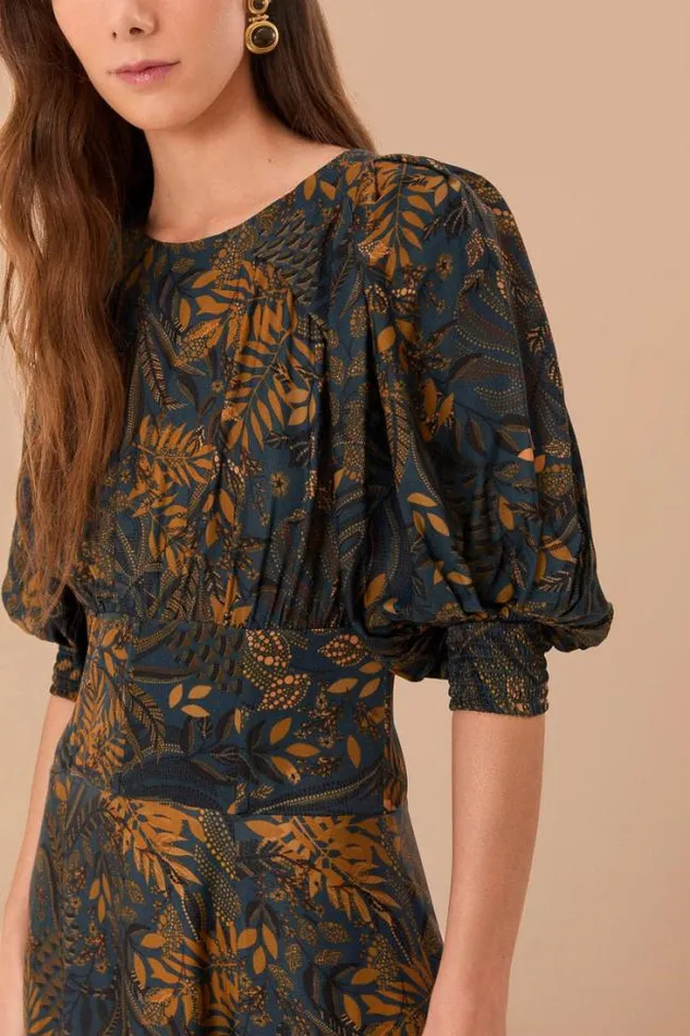 Teal Dotted Forest Lenzing Ecovero Viscose Maxi Dress Women FARM Rio Maxi Dresses
