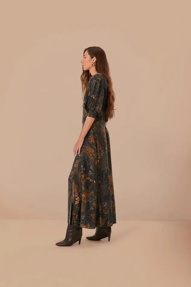 Teal Dotted Forest Lenzing Ecovero Viscose Maxi Dress Women FARM Rio Maxi Dresses