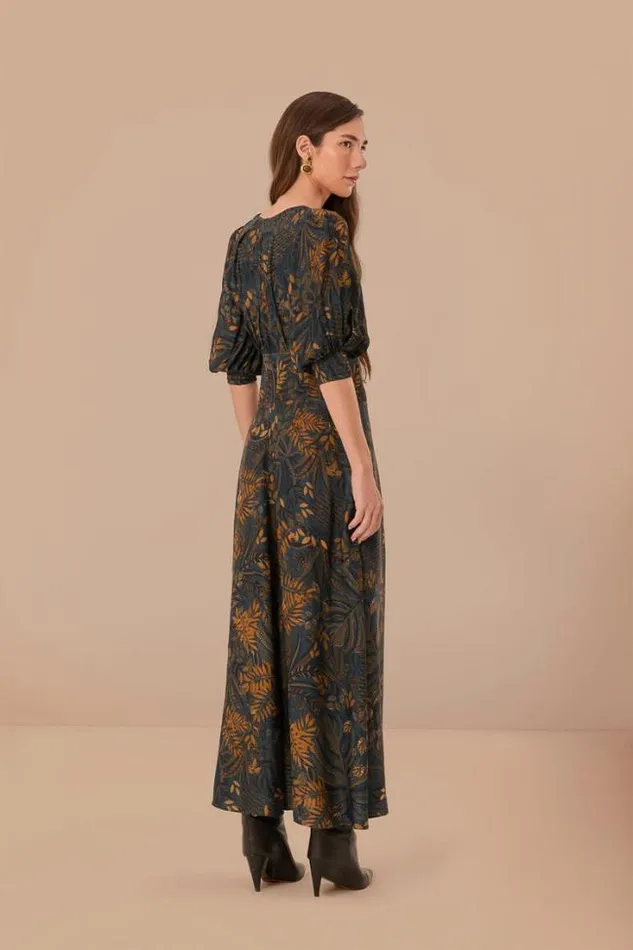 Teal Dotted Forest Lenzing Ecovero Viscose Maxi Dress Women FARM Rio Maxi Dresses