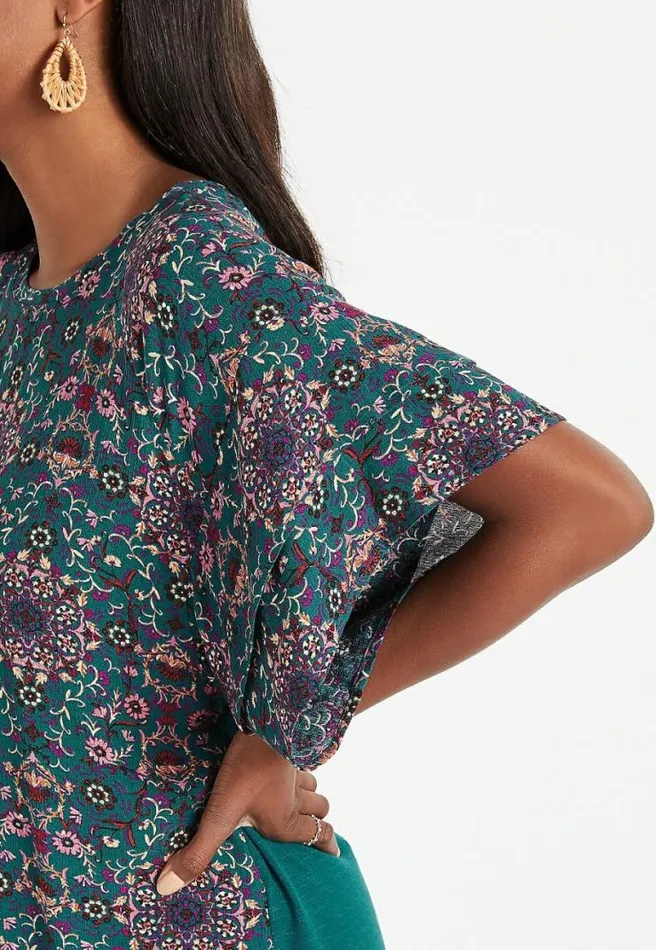 Teal Floral Flutter Sleeve Top Women Maurices Tops