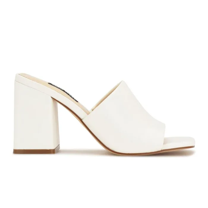 Teice Heeled Slide Sandals White Women Nine West Sandals