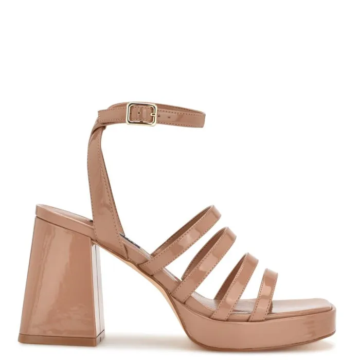 Teriss Strappy Platform Sandals Clay Patent Women Nine West Heels