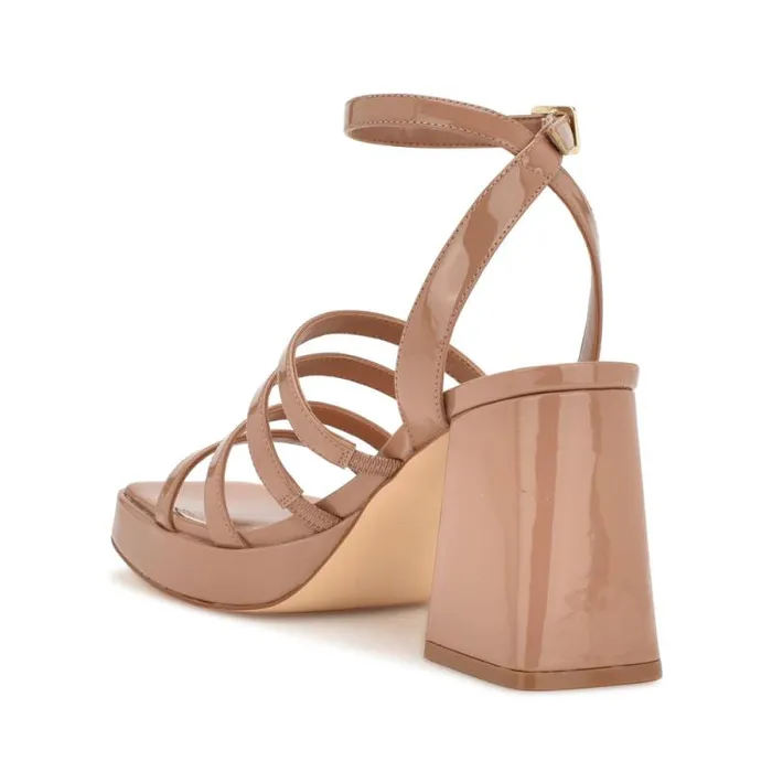 Teriss Strappy Platform Sandals Clay Patent Women Nine West Heels Teriss Strappy Platform Sandals Clay Patent Women Nine West Heels