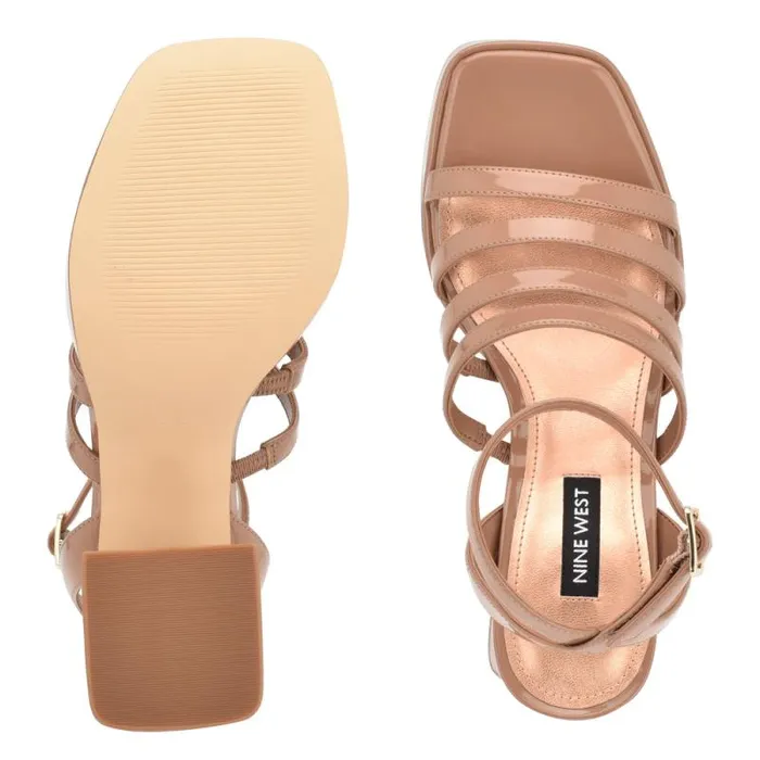 Teriss Strappy Platform Sandals Clay Patent Women Nine West Heels Teriss Strappy Platform Sandals Clay Patent Women Nine West Heels