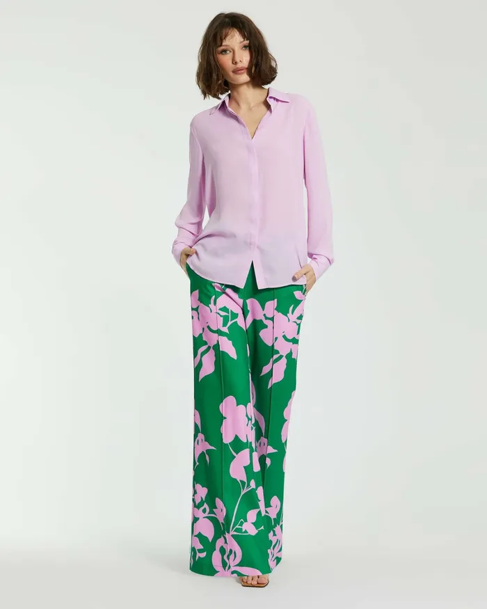 The Bentley Long Sleeve Button Up Georgette Blouse 8211 FINAL SALE Orchid Blouses and Tops Mac Duggal Women