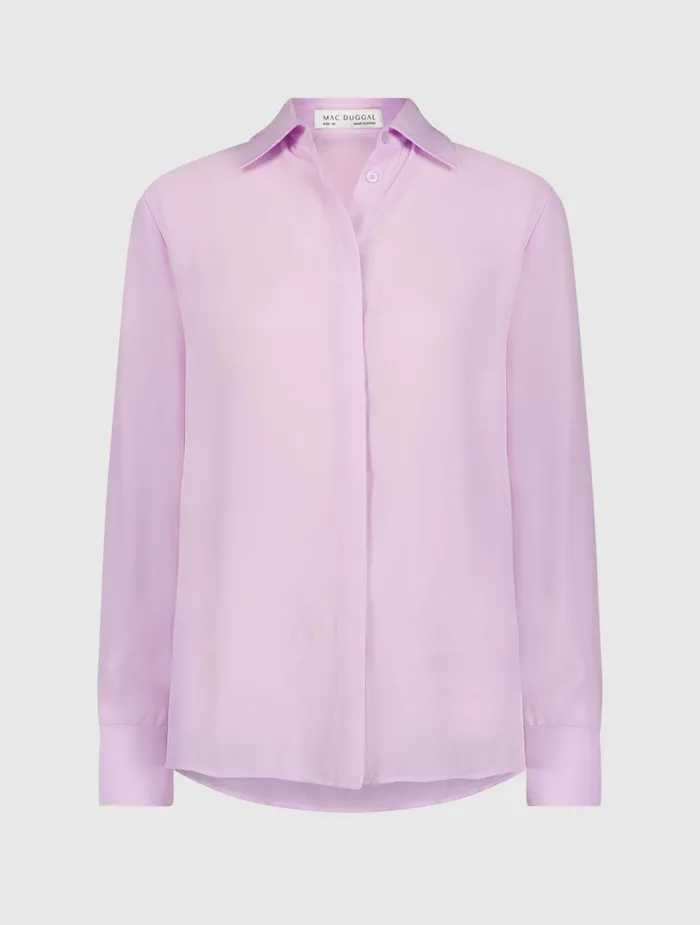 The Bentley Long Sleeve Button Up Georgette Blouse 8211 FINAL SALE Orchid Blouses and Tops Mac Duggal Women