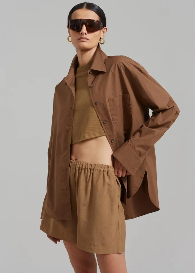 The Frankie Shop Adeline Shorts 8211 Khaki Shop Bottoms