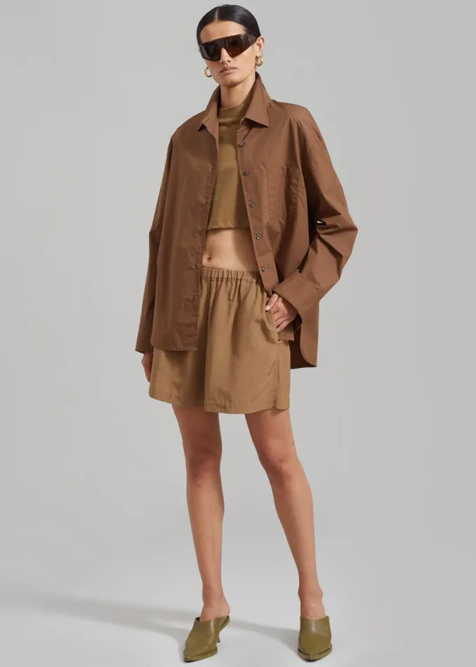 The Frankie Shop Adeline Shorts 8211 Khaki Shop Bottoms