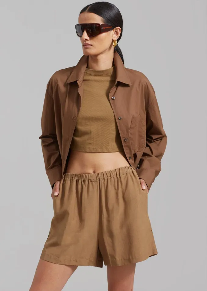The Frankie Shop Adeline Shorts 8211 Khaki Shop Bottoms